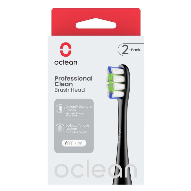 OCLEAN: SONIC REPLACEMENT BRUSH HEADS: PROFESSIONAL CLEAN: PLAQUE CONTROL: BLACK: 2PCS